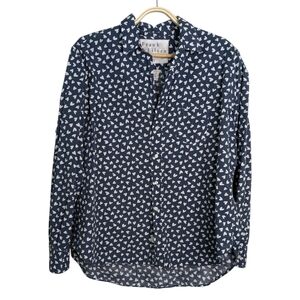 Frank & Eileen Dark Blue Heart Print Shirt